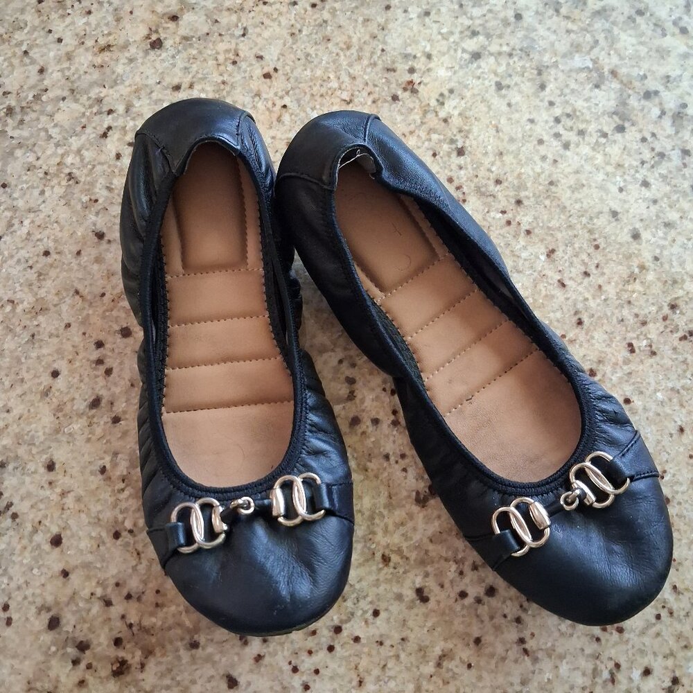 Soft Black Leather Ballerina Flats